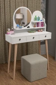 BAGAX Ahşap Ayaklı Modern Makyaj Masası Çekmeceli Büyük thumbnail 4