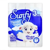 Sunfy 40'lı Tuvalet Kağıdı - 3 Katlı %100 Saf Selüloz Yumuşaklığı thumbnail 3
