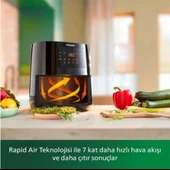 Philips Phılıps HD9252/90 Airfryer Yağsız Fritöz 13 Ü 1 Arada 7 Ön Ayarlı Premium Dokunmatik Siyah OUTLET thumbnail 3