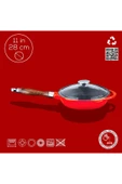 LAVA Döküm Yuvarlak Kızartma Tavası Cam Kapaklı Döküm Ahşap Sap 28cm-LV Y TV 28 NH K3 R thumbnail 3