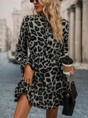 Kadın Uzun Kollu Yakadan Bağlamalı Beli Lastikli şardonlu Dalgıç Elbise thumbnail 3