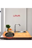LAVA Döküm Yuvarlak Kızartma Tavası Cam Kapaklı Döküm Ahşap Sap 28cm-LV Y TV 28 NH K3 R thumbnail 6