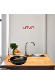 LAVA Döküm Yuvarlak Kızartma Tavası Cam Kapaklı Döküm Tak Ahşap Sap 28cm-LV Y TV 28 NH K3 BL thumbnail 6