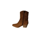 YAZKIŞ Kadın Siyah Taba Süet Üzeri Desenli 5cm Kalın Topuk Kovboy Botu thumbnail 4