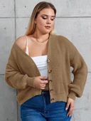 Kadın Beş Düğme Büyük Beden Triko Hırka thumbnail 3