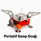 Mini Portatif Kamp Ocağı Taşınabilir Tek Gözlü Kırmızı Renk Kartuşlu Manyeto Çakmaklı Piknik Ocak thumbnail 1