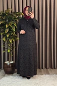 Kadın Tesettür Giyim Büyük Beden Anne Leopar Desen Elbise thumbnail 5