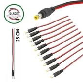 10 Adet DC Power Jack Kablosu 25 CM Düz Erkek Çoklu Set Kamera Modem LED Adaptör Güç Bağlantı Kablosu thumbnail 1