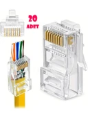 Yeni Nesil Ez RJ45 Konnektör Plug Cat6 Delikli Açık Uçlu Jack EZRJ45 (20 Adet) thumbnail 3