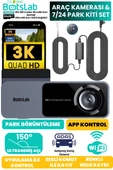 +360 Botslab Hk50 Set / 3k Qhd Wifi 150 Ultra Geniş Açı Gece Görüşlü Akıllı Araç Kamera + Park Kiti thumbnail 1