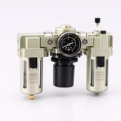 Yüksek Kapasite Üçlü Şartlandırıcı 1/2'' Pnömatik Hava Filtre Regülatör Yağlayıcı FRL Seti Kompresör thumbnail 2