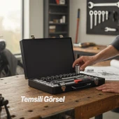 Lokma Seti 1/2" CR-V Çelik 26 Parça Profesyonel Tamir Bakım Lokma Anahtar Ucu Çok Amaçlı Set thumbnail 3