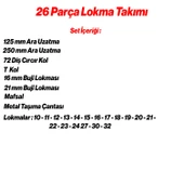 Lokma Seti 1/2" CR-V Çelik 26 Parça Profesyonel Tamir Bakım Lokma Anahtar Ucu Çok Amaçlı Set thumbnail 2