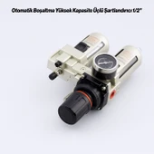 Yüksek Kapasite İkili Şartlandırıcı 1/2'' Pnömatik Hava Filtre Regülatör Yağlayıcı FRL Seti Kompresör thumbnail 5