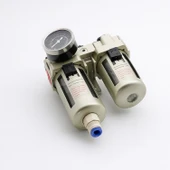 Yüksek Kapasite İkili Şartlandırıcı 1/2'' Pnömatik Hava Filtre Regülatör Yağlayıcı FRL Seti Kompresör thumbnail 3