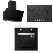 Silverline BO6502B02 - CS5365B01 - 3457 Soho 60 Siyah Cam Ankastre Set thumbnail 1