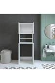 AZZURİ Furniture Çamaşır Makinesi Dolabı 3 Gözlü Kapaklı Banyo Dolabı Beyaz thumbnail 5