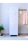 AZZURİ Furniture Çamaşır Sepetli Banyo Dolabı 2 Sepetli Çok Amaçlı Dolap Beyaz thumbnail 3