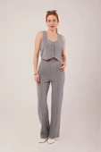 Kalın Askılı Düğmeli Yelek Ve Pantolon Gri Takım thumbnail 1