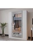 AZZURİ PİYANO 4 Kapaklı Dolap Genç Odası-Çocuk Odası Gardırop Beyaz AYNALI thumbnail 4