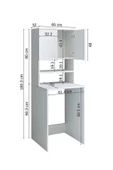 AZZURİ Furniture Çamaşır Makinesi Dolabı 3 Gözlü Kapaklı Banyo Dolabı Beyaz thumbnail 7