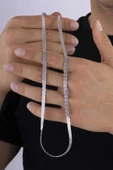 Gümüş Pazarım Kare Model Yassı Erkek Çelik Zincir thumbnail 4