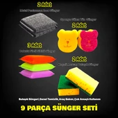 Technow 9 Parça Çok Amaçlı Genel Kullanım Mutfak Bulaşık Süngeri Yıkama Seti thumbnail 2