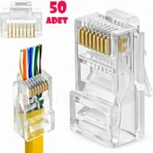 Yeni Nesil Ez RJ45 Konnektör Plug Cat6 Delikli Açık Uçlu Jack EZRJ45 (50 Adet) thumbnail 3