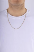 Gümüş Pazarım Altın Kaplama Silindir Model İtalyan Erkek Çelik Zincir thumbnail 1