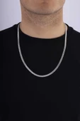 Gümüş Pazarım Kare Model Yassı Erkek Çelik Zincir thumbnail 1