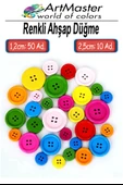 Renkli Ahşap Düğme 60 Adet 1 Paket Sanat Etkinlik Okul Kreş Anasınıfı 1.2cm 50 Adet 2.5cm 10 Adet Süsleme Düğmesi thumbnail 1