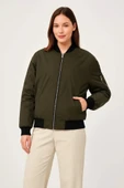 Içi Astarlı Fermuarlı Bomber ont Ceket  Haki thumbnail 1