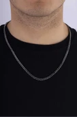 Gümüş Pazarım Oksitli Gurmet Model Kalın Kenarlı Erkek Çelik Zincir thumbnail 1