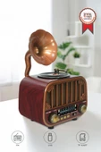 Torima D76 Koyu Kahve Nostaljik Bluetooth Hoparlör – Radyo, USB/TF, AUX, Speaker thumbnail 1