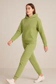 Kadın Üç İp Şardonlu Beren Kapüşonlu Sweat Yeşil thumbnail 2