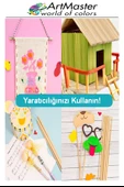 Renkli Ahşap İnce Yuvarlak Çubuk 15 cm 30 Lu 1 Paket Hobi Sınıf Tasarım Etkinlik Okul Öncesi Oyun Çubukları thumbnail 4