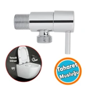 1 Adet Alafranga Flex Hortum Bağlantı Ara Musluk Klozet Aç Kapa Taharet Musluğu Metal Rezervuar Wc thumbnail 1
