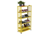 6 Katlı Renkli Tel Kafesli Çelik Ayakkabılık Rafı 31x75x150 cm  Krem 31x75x150 cm thumbnail 4