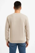 Erkek Üç İplik Düz Bisiklet Yaka weathirt  Bej thumbnail 3