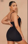 Kadın Asimetrik Askılı Mini Kaşkorse Bodycon Tulum thumbnail 3