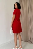 Kırmızı Kısa Kol Atlas ini Elbise thumbnail 4