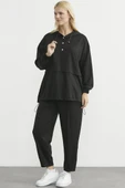 Scuba Oversize Tunik Eşofman Takım - Siyah thumbnail 5