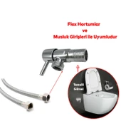 1 Adet Alafranga Flex Hortum Bağlantı Ara Musluk Klozet Aç Kapa Taharet Musluğu Metal Rezervuar Wc thumbnail 3