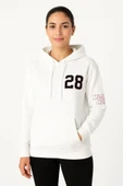 Üç İplik Kapüşonlu Ön Ve Arka Baskılı weathirt Hoodie  Beyaz thumbnail 1