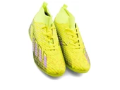 Erkek Halı Saha Ayakkabısı – Çoraplı Dokuma Model – Sarı Lila Renk – Kaymaz Taban – Futbol Spor Ayakkabı thumbnail 6