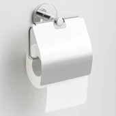 Kapaklı WC Kağıt Aparatı Vidalı Paslanmaz Metal Duvar Tuvalet Kağıtlık Banyo Aksesuarı Gümüş Krom thumbnail 5