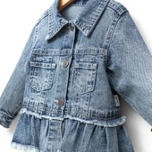 Fırfır Nakışlı Kız Çocuk Kot/Denim Ceket thumbnail 3