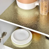10 Metre Kendinden Yapışkanlı Silinebilir Mutfak Tezgah Üstü Sticker Folyo Gold Renk (5284) thumbnail 3