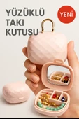 Taşınabilir Yüzüklü Takı Kutusu – Ayna ve 4 Bölmeli Mini Mücevher Organizer - Pudra thumbnail 1