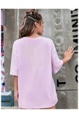 KOZİA OUTDOORS MALOÇBEY lila renk baskılı oversize unisex basic o yaka t-şhirt thumbnail 2